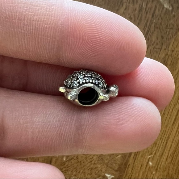 Retired Pandora Sterling Silver Sea Turtle Animal Charm with Clear Zirconia EUC - Picture 7 of 9